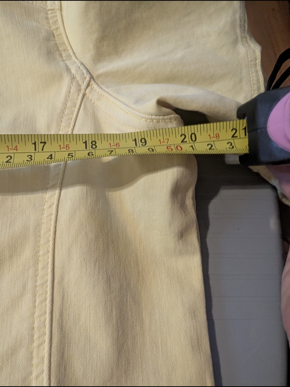 Light Yellow Women's Jean Jacket with Flared Ruffle Sleeves - Picture 2 of 9